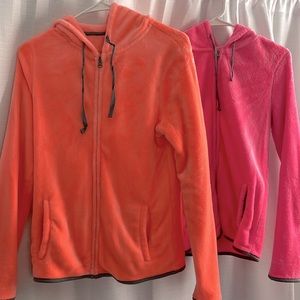 Neon Orange and Pink Zip up jackets